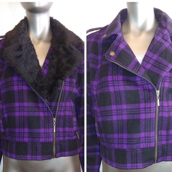 Aeropostale Purple Black Plaid Jacket 